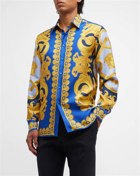 versace graphic print silk blouse formen|versace shirts online.